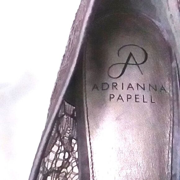 Adrianna Papell Francesca Peep Toe Pumps Steel Gray Lace Satin Knot size 8 - Picture 10 of 13